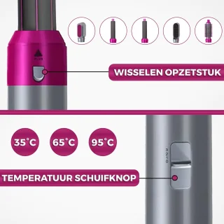 Besjaar Airstyler Krultang 5-in-1 Multistyler Rozen Zilver 2025