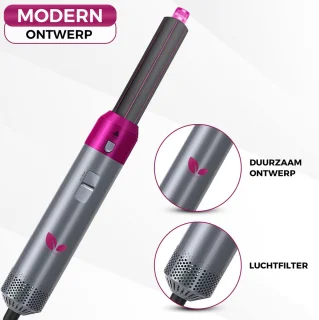 Besjaar Airstyler Krultang 5-in-1 Multistyler Rozen Zilver 2025