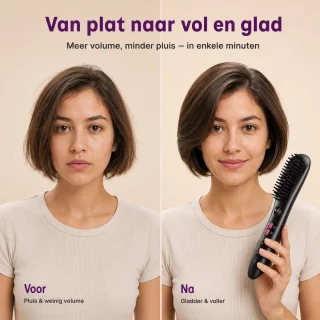 Bobypet stijlkam elektrisch, draadloze föhnborstel voor kort haar, zwart
