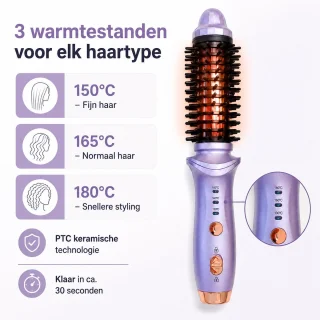 Bobypet verwarmde krulborstel mini reisformaat paars