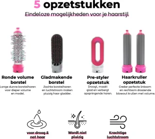 BrinQ Goods 5 in 1 Multistyler Pro Roze