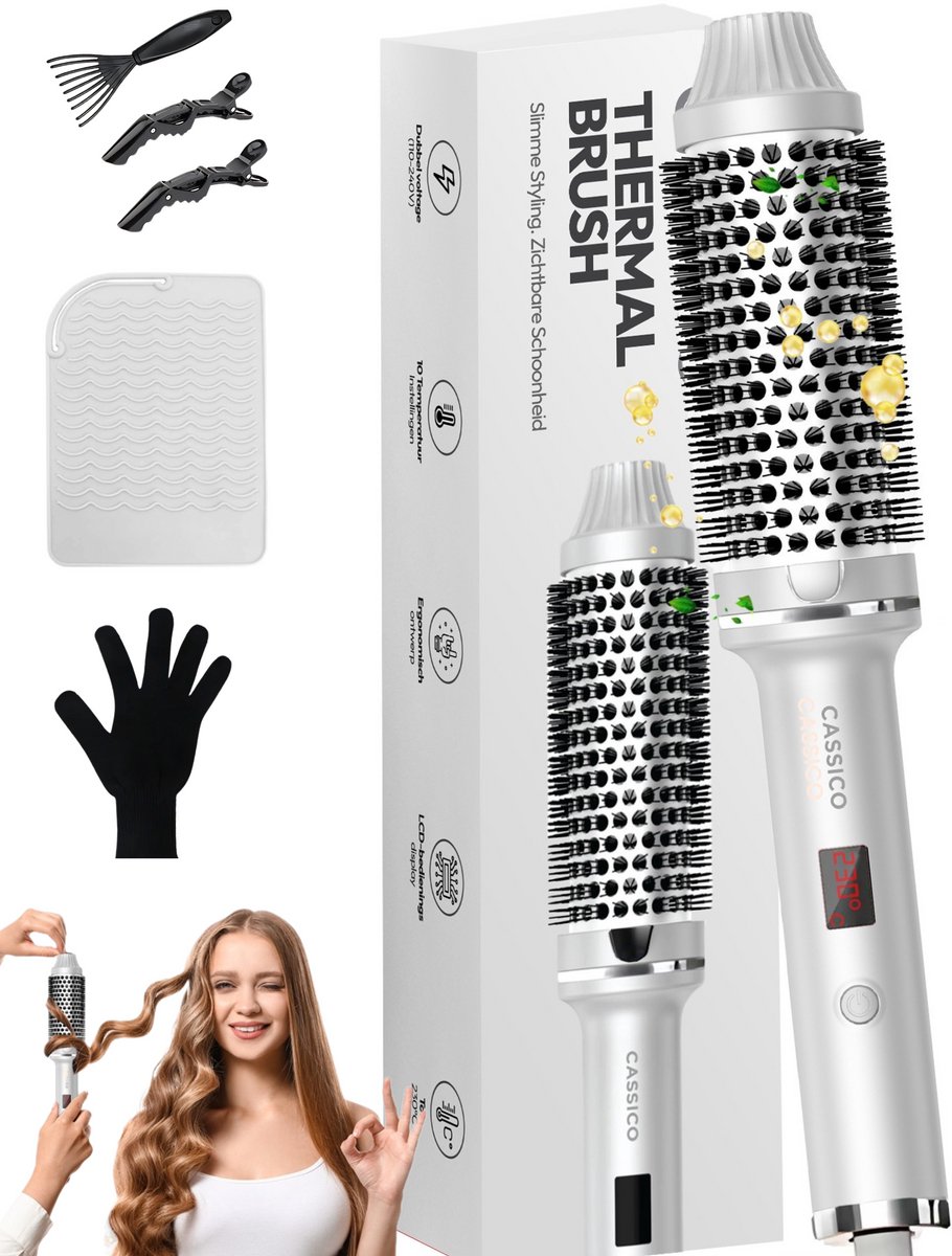 De CASSICO Thermal Brush keramische warmteborstel zilver in één oogopslag