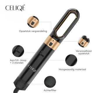 CELIQE™ 5-in-1 Airstyler Föhnborstel Zwart-Goud