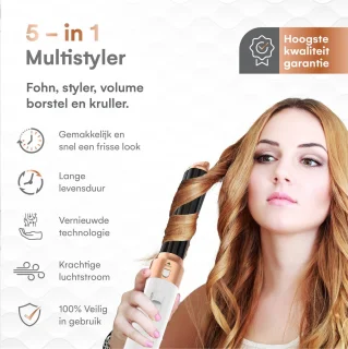 Celiqe Föhnborstel 5-in-1 Multistyler Zwart Wit Goud