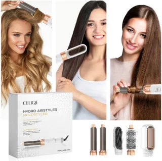 Celiqe Föhnborstel 5-in-1 Multistyler Zwart Wit Goud
