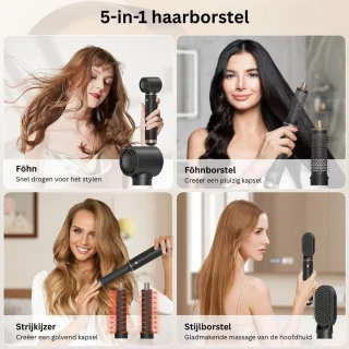 CRLYN Fohnborstel Krultang 5-in-1 Zwart