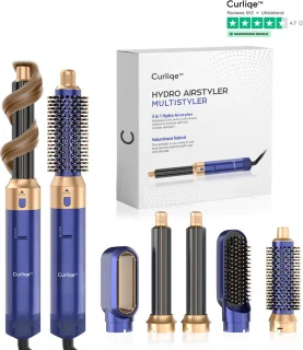Curliqe Airstyler Föhnborstel Blauw Goud