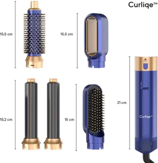 Curliqe Airstyler Föhnborstel Blauw Goud