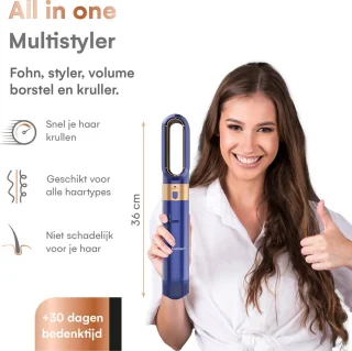 Curliqe Airstyler Föhnborstel Blauw Goud