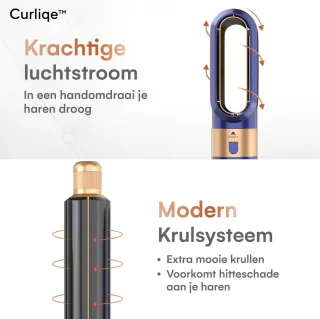 Curliqe Airstyler Föhnborstel Blauw Goud
