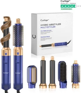 Curliqe Airstyler Föhnborstel Blauw Goud