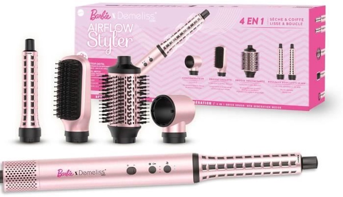 DEMELISS Air Flow Styler Föhnborstel Barbie Edition Roze