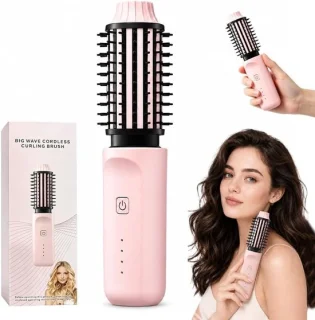 Draadloze krulborstel roze