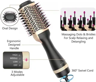 EDMONDO Magic Brush 3-in-1 Föhnborstel Zwart/Rosé Goud