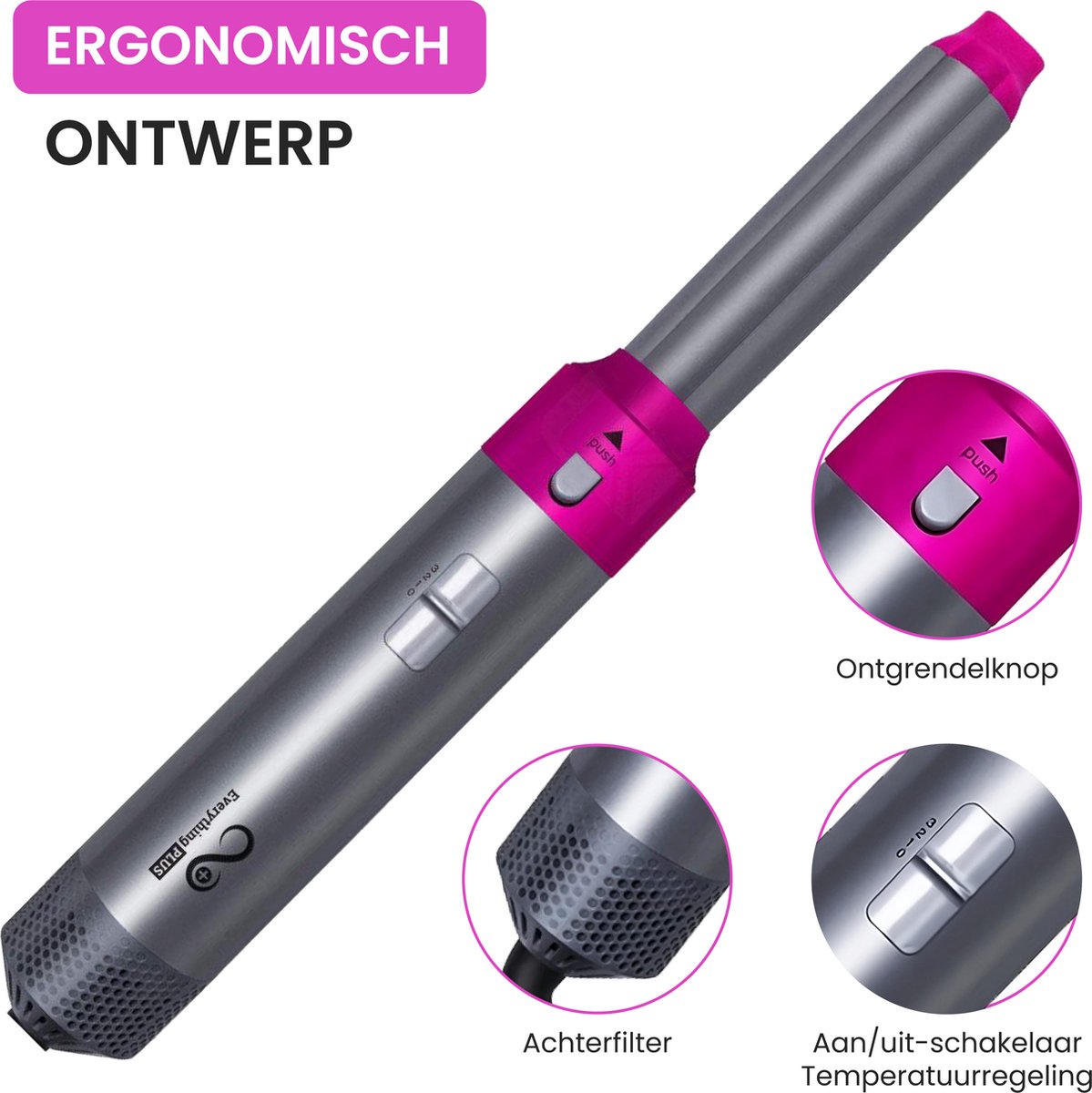 Wat vinden we goed aan de EverythingPlus Airstyler 5-in-1 Multistyler Roze