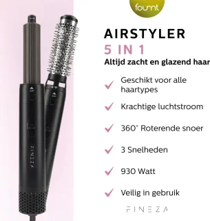 Fineza Airstyler 5-in-1 Krultang Zwart