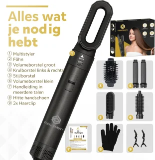 Fleau Beauty Föhnborstel PRO Edition 6-in-1 Zwart