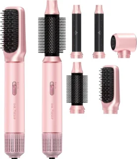 Föhnborstel multistyler met krultangopzetstukken roze