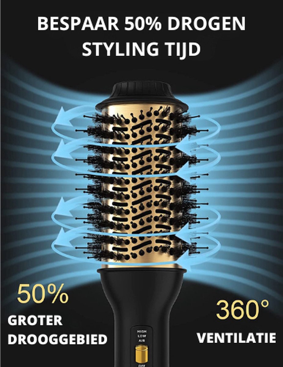 Wat vinden we goed aan de Föhnborstel Rond 1000W Zwart/Goud