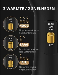 Föhnborstel Rond 1000W Zwart/Goud