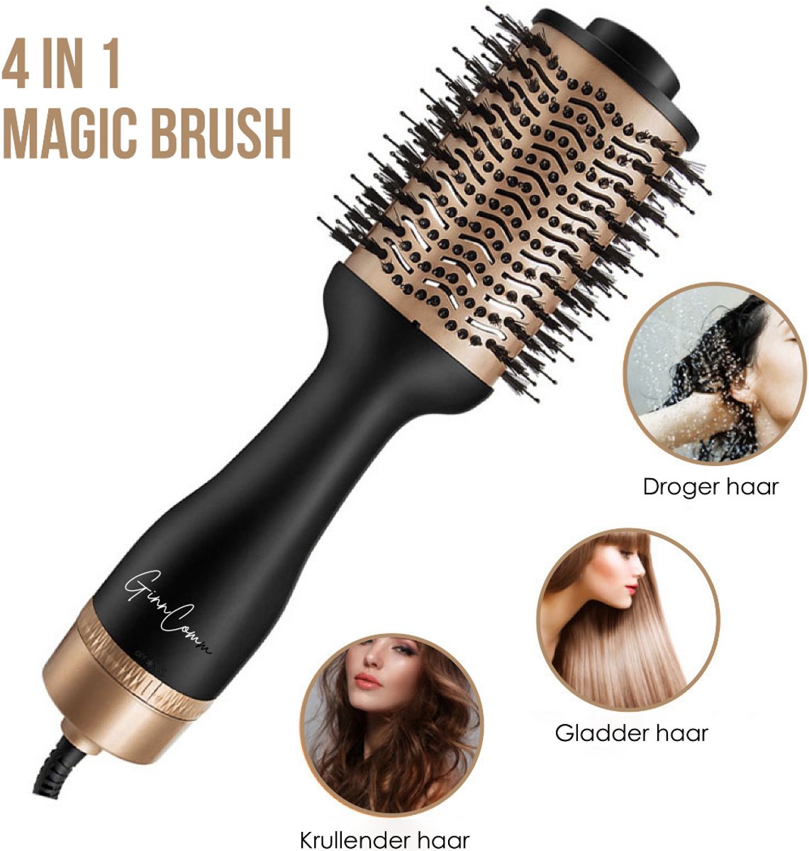 GinnComm Magic Brush 4-in-1 Fohnborstel Goud