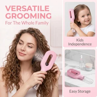 Haarborstel 2-in-1 met sproeifunctie – krulborstel voor krullend haar – draagbare ronde borstel – ServiceTopper