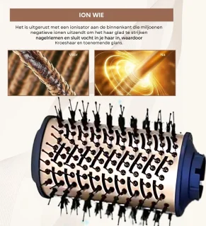 Hairwrap Airstyler Heteluchtborstel Goud/Zwart