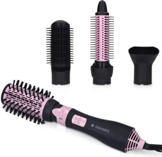 Hete lucht styling haarborstel – zwart/roze