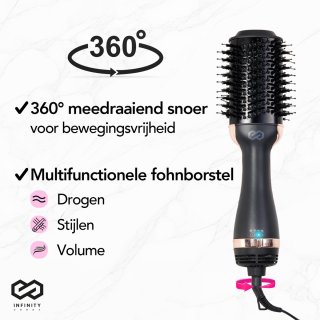 Infinity Goods 4-in-1 Föhnborstel Keramische Zwart/Goud 1200W