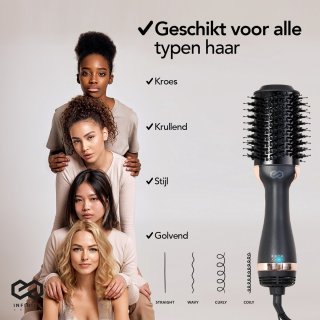 Infinity Goods 4-in-1 Föhnborstel Keramische Zwart/Goud 1200W