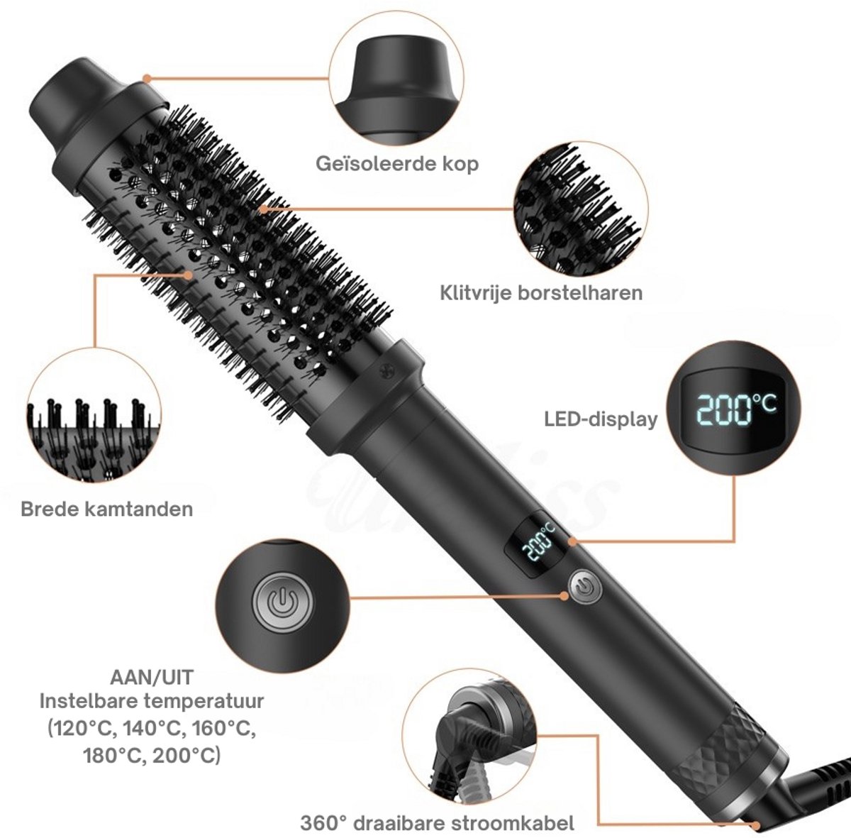 Itechy Hairstyler Keramische Warmteborstel 38 mm
