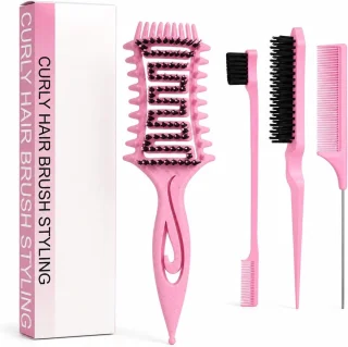 Krulborstel set roze - 3 borstels voor krullen en styling