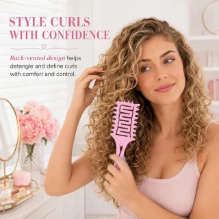 Krulborstel set roze - 3 borstels voor krullen en styling