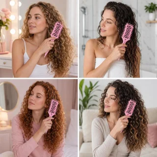 Krulborstel set roze - 3 borstels voor krullen en styling