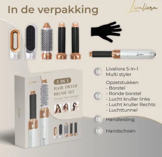 Livaliora 5-in-1 föhnborstel White/Gold edition
