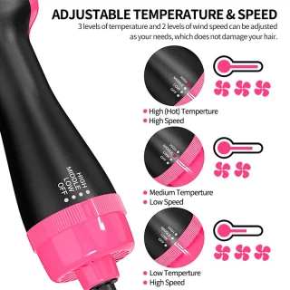 Magic Hair-Brush 3-in-1 Föhnborstel Roze/Zwart