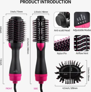 Magic Hair-Brush 3-in-1 Föhnborstel Roze/Zwart