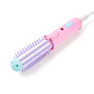 Mini krulborstel 1 inch voor kort haar - 2-in-1 warme luchtborstel en stijltang - roze