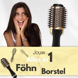 Modito 3-in-1 keramische föhnborstel zwart/goud 1000W