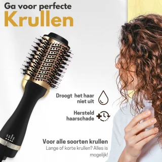 Modito 3-in-1 keramische föhnborstel zwart/goud 1000W