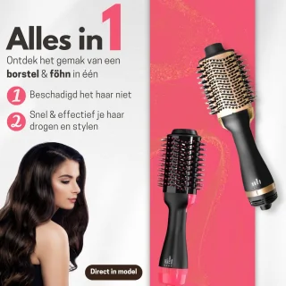 Modito 3-in-1 Keramische Föhnborstel Zwart/Roze