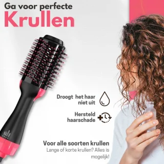 Modito 3-in-1 Keramische Föhnborstel Zwart/Roze