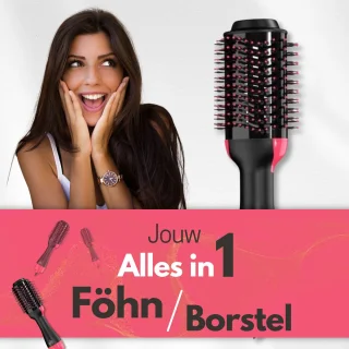 Modito 3-in-1 Keramische Föhnborstel Zwart/Roze