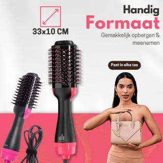 Modito 3-in-1 Keramische Föhnborstel Zwart/Roze