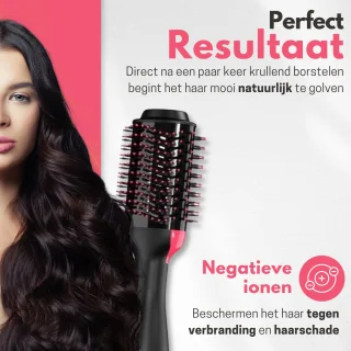 Modito 3-in-1 Keramische Föhnborstel Zwart/Roze