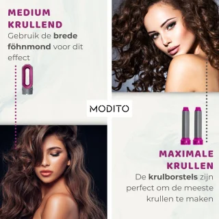Modito 5in1 Airstyler Krultang 2024 Grijs/Roze