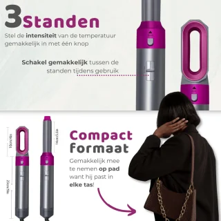 Modito 5in1 Airstyler Krultang 2024 Grijs/Roze