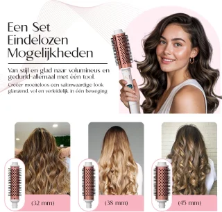 Moonie’s Volume Brush Föhnborstel met 3 Opzetstukken