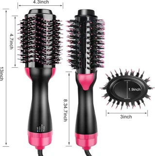 Multistyler 3-in-1 Zwart/Roze - Föhnborstel, Krultang & Stijltang