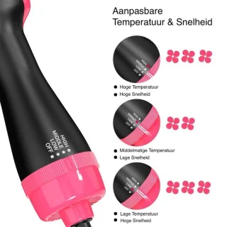 Multistyler 3-in-1 Zwart/Roze - Föhnborstel, Krultang & Stijltang